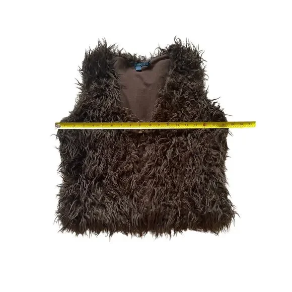Boden Faux Fur Vest Suede tie in front Size Medium Brown Anthropologie Festival - Picture 3 of 9